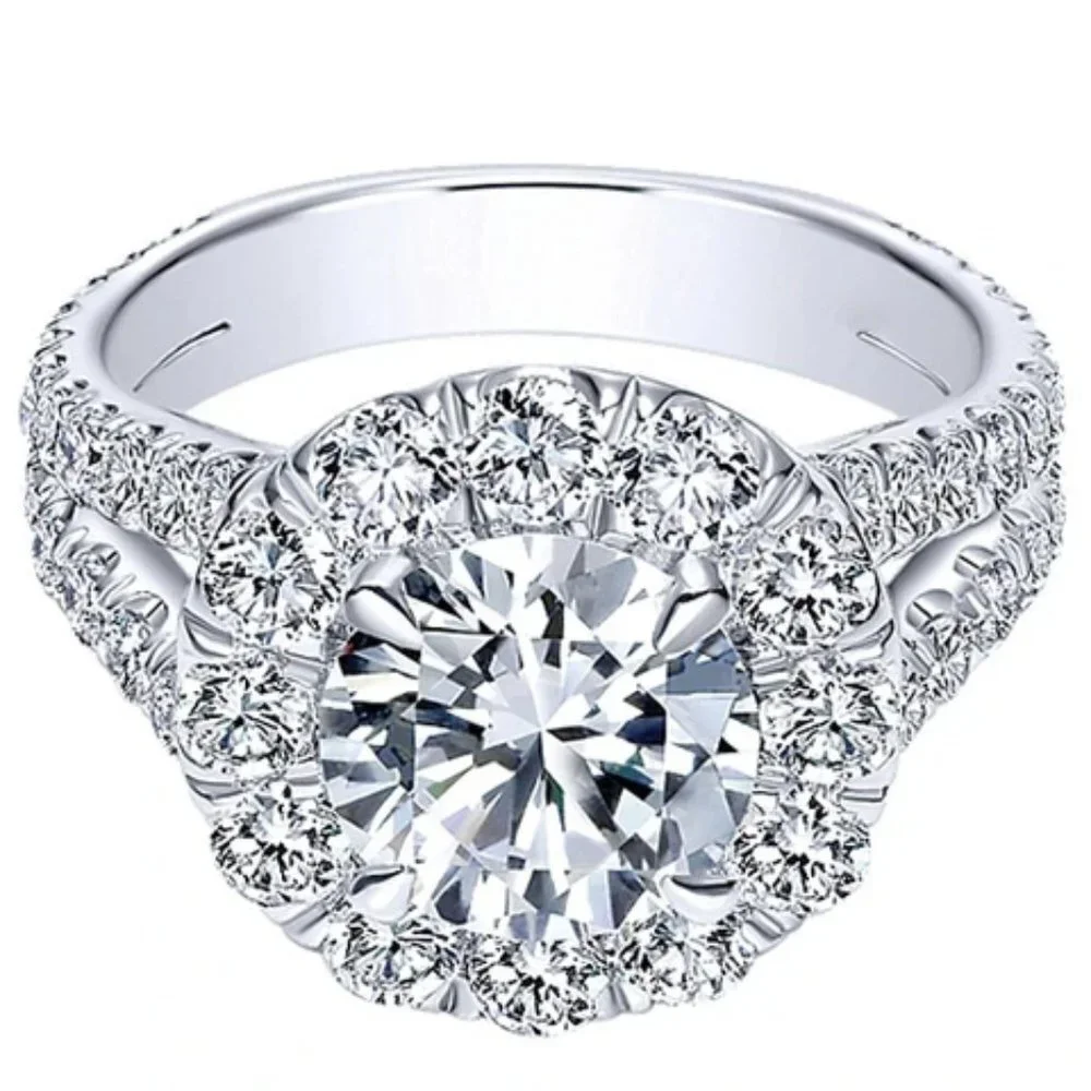 💞Engagement Double Layer Round CZ Bridal Wedding Ring for Women, UNVN12291